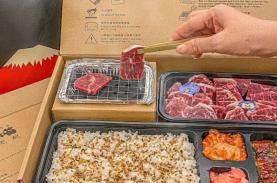 Thịt nướng mua mang về kèm bếp than